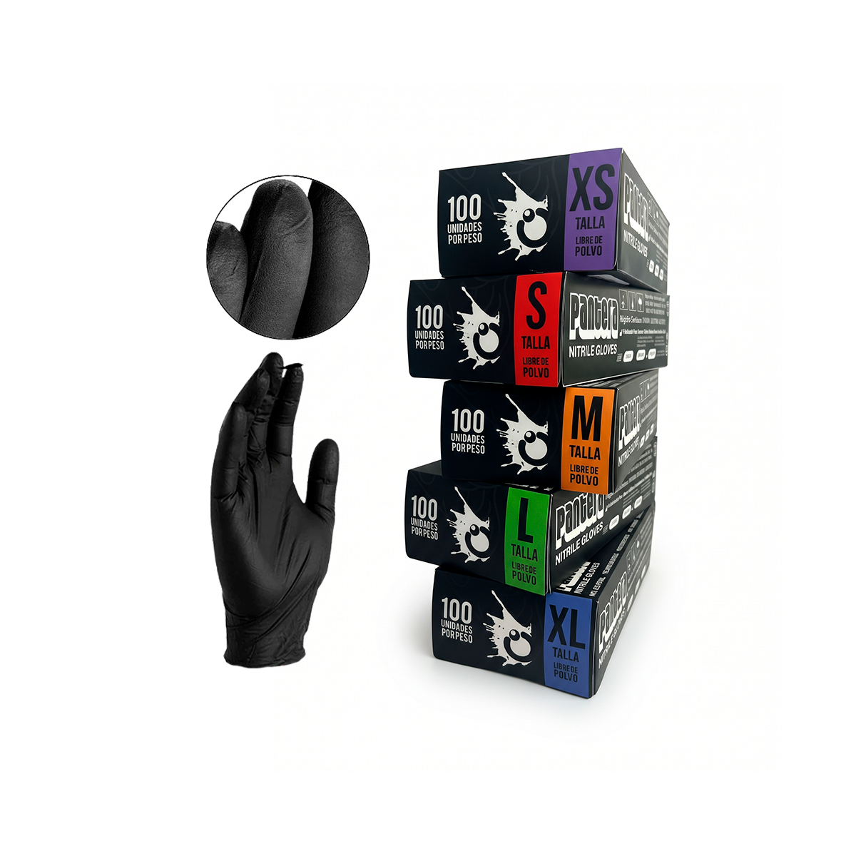 Caja Guantes Pantera Nitrilo Negro